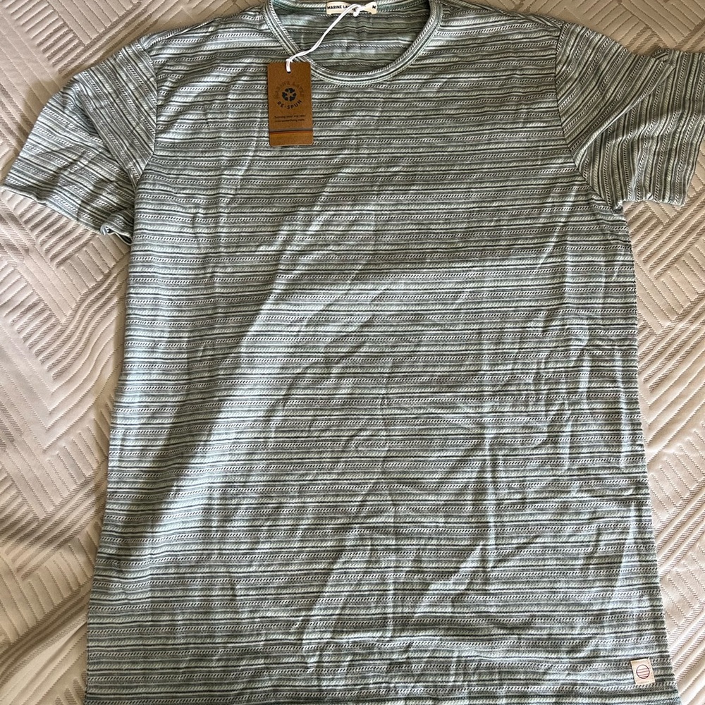 Marine Layer Men's Short Sleeve Tee in Green and White